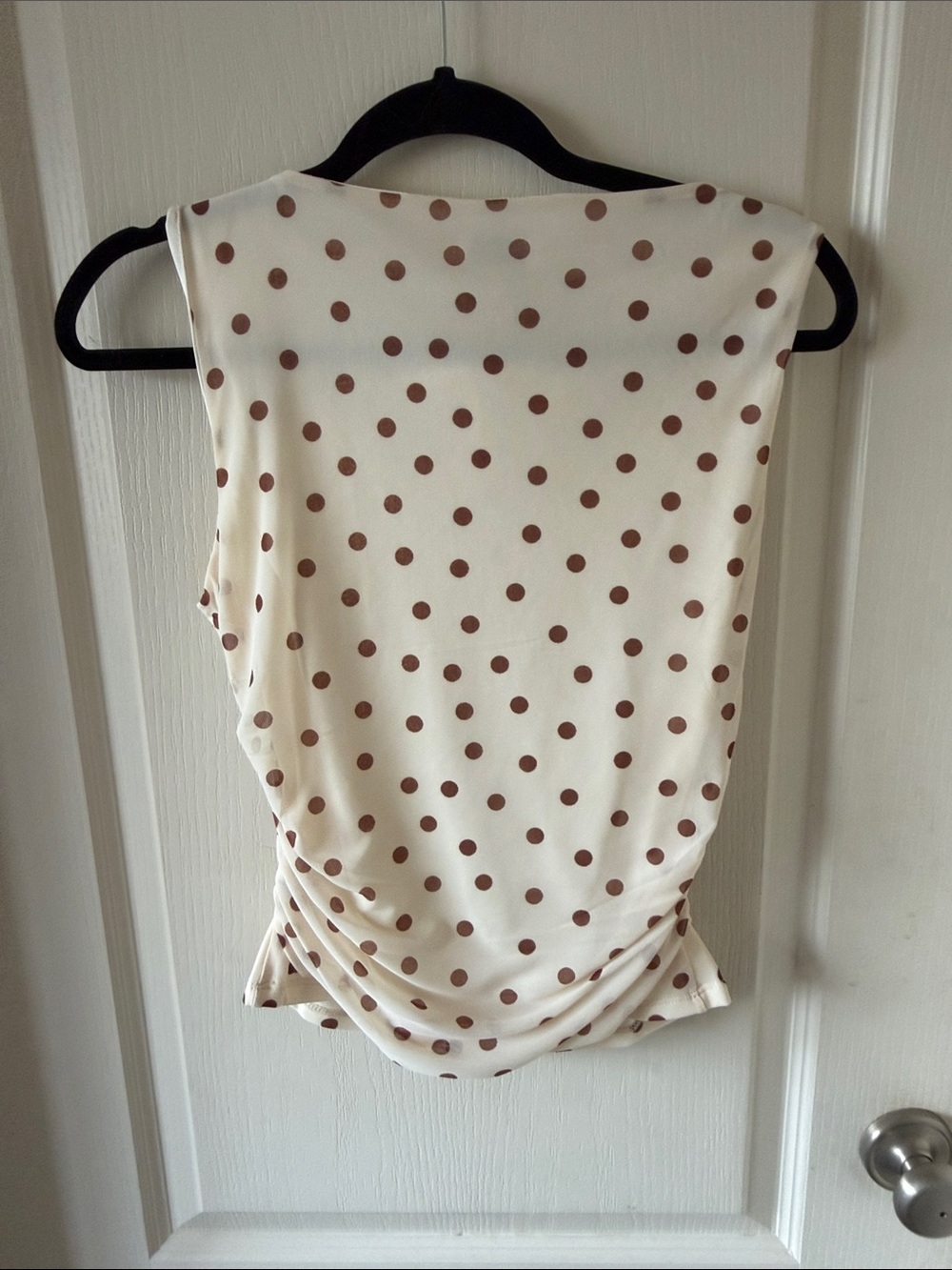 The Workshop Cream Polka Dot sheer lined Sleeveless Top - Picture 4 of 9